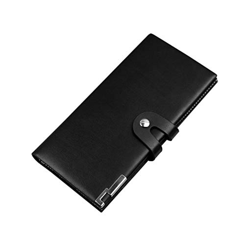 Preisvergleich Produktbild BAACHANG Männer Lange Brieftasche mit Multi-Kreditkartensteckplätze Buckle Blocking Wachs Leder Brieftasche (Farbe : Schwarz)