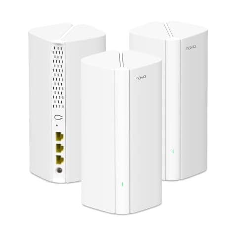 Tenda AX3000 Mesh WiFi 6 System Nova MX12-7000 sq.ft WiFi Coverage - Whole Home WiFi Mesh System - 1.7 GHz Quad-Core CPU - Dual-Band Mesh Network for 160+ Devices - 3 Gigabit Ports per Unit - 3-Pack Cover