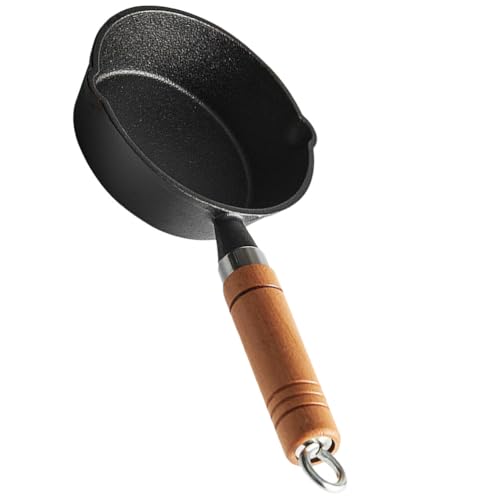BESPORTBLE Mini Cast Iron Butter Melting Pot Pour Oil Pan with Handle Efficient Heat Conductivity for Melting Butter for Home Baking and Cooking