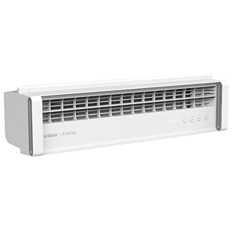 Sharper Image PORTAL Window Fan with 3 Speeds, Reversible Exhaust Mode, Weather Resistant, White, Black Cover