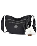 Micmores Sztruksowa torba crossbody dla kobiet, wielokieszonkowa torba w kształcie półksiężyca, estetyczna torba na ramię w stylu retro z regulowanym paskiem, do podróży, pracy i codziennego użytku