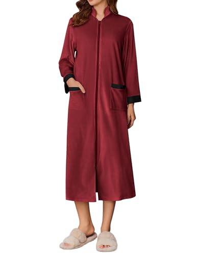 Peignoir en velours doux Ekouaer contre le froid pour rester au chaud chez soi