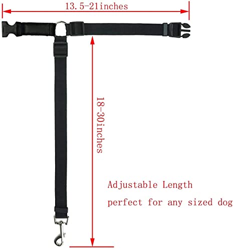 2 Packs Dog Cat Safety Seat Belt Strap Car Headrest Restraint Adjustable Nylon Fabric Dog Restraints Vehicle Seatbelts Harness (Black) #TOP5