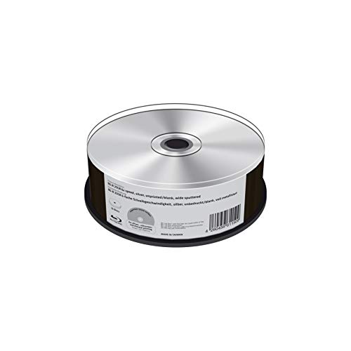 MediaRange BD-R 25GB 6-fache Schreibgeschwindigkeit Silber Unbedruckt/Blank voll Metallisiert 25er Cakebox