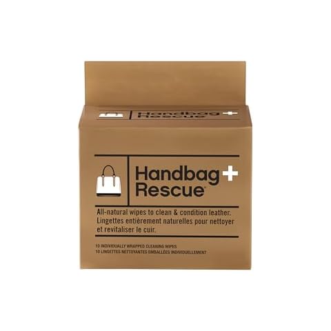 HandBagRescue All-Natural Cleaning Wipes. Remove Dirt & Surface Stains & Conditions Leather Handbags with Essential Oil. Box of 10 Individually Wrapped Wipes. Cover