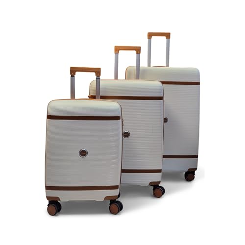 Image of Maverick Family Set of 3 (S +M+ L) Hard Sided Luggage Trolley Bag for Travel Suitcase with 8 Spinner Wheels - Check-in Size Suitcase (Maverick Beige)