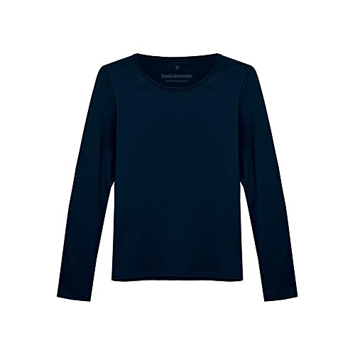 Camiseta Babylook Básica, basicamente., Feminino, Azul Marinho, M