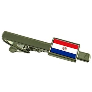 Select Gifts Paraguay vlag stropdas clip bar 55mm – aandenken gegraveerd gepersonaliseerd hoesje
