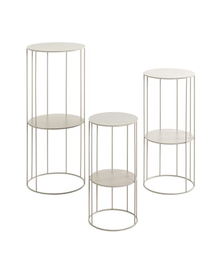 Haku Möbel Juego de 3 pilares de Flores Gris Cachemira, Metal - Dim.: Al 45/57/70 x Ø 21/25/28 cm, Estilo: Moderno