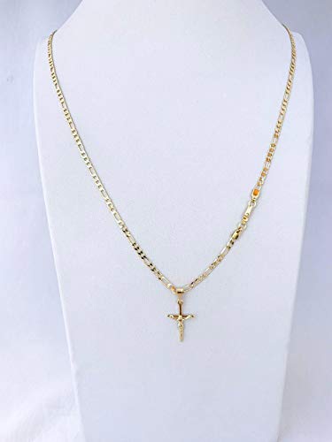 Corrente Masculino Banhada A Ouro 18k Cordão Pingente de Cruz (crucifixo)