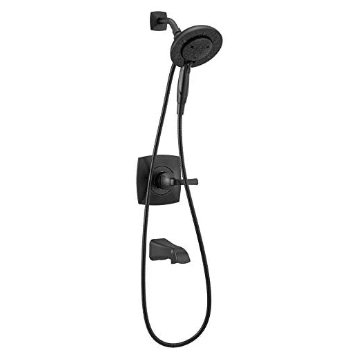 Delta Faucet Vesna 14 Series Single-Handle Shower Trim Kit with 5-Spray H2Okinetic In2ition Dual Hand Held Shower Head with Hose, Matte Black 144789-BL-I (Valve Included)