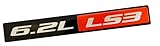 ERPART RED Black 6.2L Liter LS3 Real Aluminum Engine Hood Emblem Badge Nameplate Compatible with Chevy Camaro SS Corvette Cadillac L99 LS3 LSA C6 Pontiac G8 GXP Vauxhall