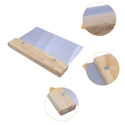 ACOLY 15,4 cm Teig- und Gebäckschaber aus lebensmittelechtem Edelstahl – rutschfester Holzgriff, Messmarkierungen zum Backen von Pizza/Brot/Kuchen