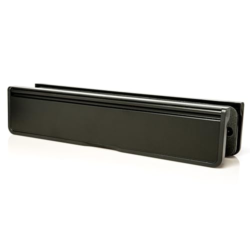 Image of TSS Letterplate 12" in Black, Telescopic Sleeved Letter Box for uPVC Doors with 40mm to 80mm Thickness. 12 Inch Letterbox for upvc Door in Black