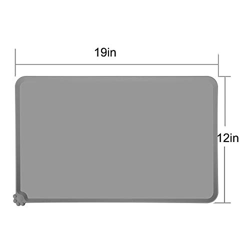 Lessmon Dog Cat Feeding Mat, Silicone Waterproof Pet Food Mat, Gray #TOP2