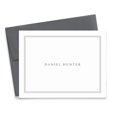 Elegant Personalized Stationery For Women or Men, FOLDED Custom Note Cards With Border, Professional Stationery Notecards With Envelopes For All Occasions, Your Choice of Colors and Quantity