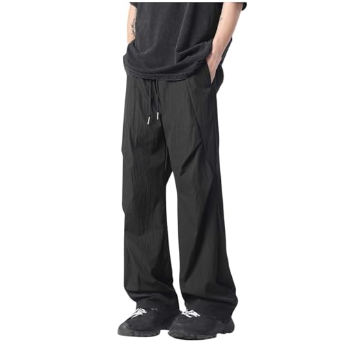 Mens Cargo Pants Baggy Cargo Joggers Casual Drawstring Trousers with Flap Pockets Hiking Pants Jogging Sweatpants
