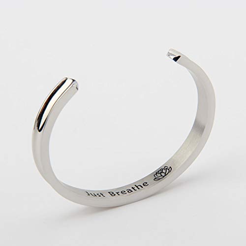 Wusuaned Breathe Hair Tie Deep Grooved Cuff Bracelet Lotus Flower Yoga Sign Jewelry Gift For Women Girls #TOP4