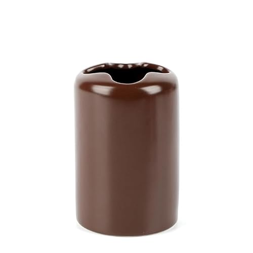 WPM 4 Piece Ceramic Bathroom Accessories Set - Brown - Our Complete Bath Decor Kit Includes Designer Soap or Lotion Dispenser - Toothbrush Holder - Tumbler - Soap Dish