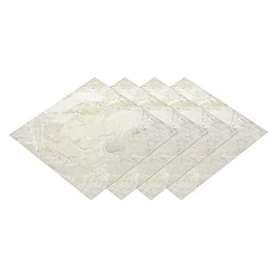 uxcell Peel and Stick Floor Wall Tiles Sticker, 4Pcs 12"x12" Waterproof Self Adhesive Marble Pattern Matte Frosted Floor Stickers DIY for Kitchen Bedrooms, Beige
