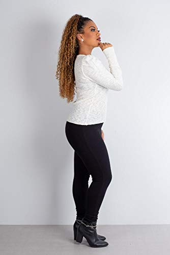 Blusa canelada de malha manga bufante Sumaré 31210 - Off white - G