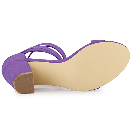 Allegra K Allegra K Women's Lace Up and Ankle Strap Chunky Lavender Heel Sandals 7 M US