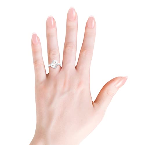 Angara Freshwater Cultured Pearl Two Stone Ring For Women, 14K White Gold Ring Size-7 (Grade-Aa | Size-6Mm) | June Birthstone Jewelry Gift For Her| Wedding | Anniversary | Engagement #TOP2