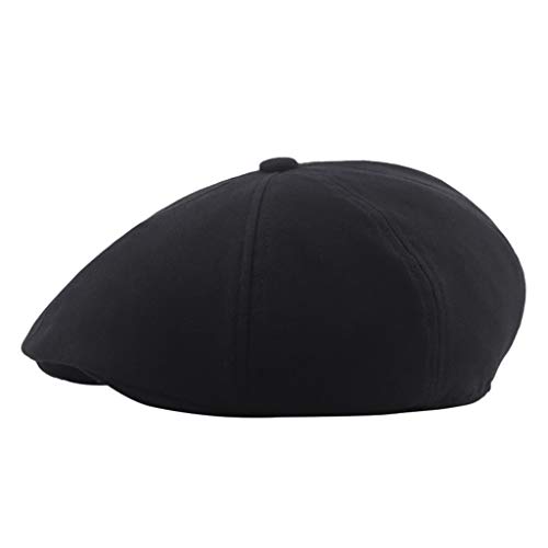 Hanxiulin Béret basque - Chapeau de niche - Chapeau rétro - Accessoire - Sans broderie - Réglable - Accessoire tendance, Noir , M/L Cover