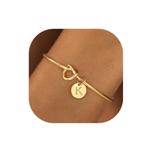 Ursteel Personalized Gold Initial Bracelet for Women - Dainty Gold Knot Letter A-Z Bracelets for Women, Tie The Knot Bracelet Bridesmaid Proposal Jewelry Gifts