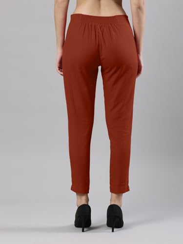 Image of Femmora Comfortable Fit Solid Straight Pant, Breathable Cotton Fabric with Side Zip Button Closure, for Women, Pack of 1