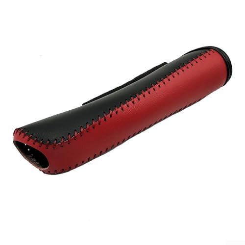 Housse de frein à main pour la plupart des véhicules en microfibre de polyuréthane avec texture subtile pour une meilleure interaction avec l'opérateur et une harmonie intérieure (cuir rouge et noir)