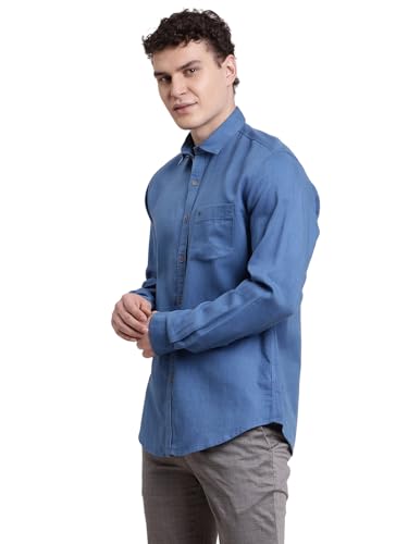 Image of Turtle Men Slim Fit Printed Cotton Lyocell Casual Shirt