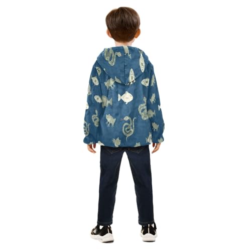 Animal Print with Snakes Toddler Fleece Jacket Girl Boys Hooded Fleece Jacket Coat Warm Outwear Zip-up 3-10T4