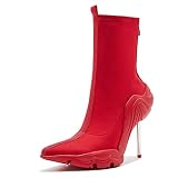 Tsrenlmln Women's Ankle Boots High Heel Boots for Women Stiletto Heel Boots Fashion Pointed Toe Ankl