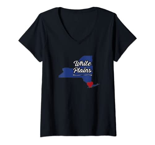 Mujer WHITE PLAINS - New York | NY State USA - Ciudad City - Camiseta Cuello V