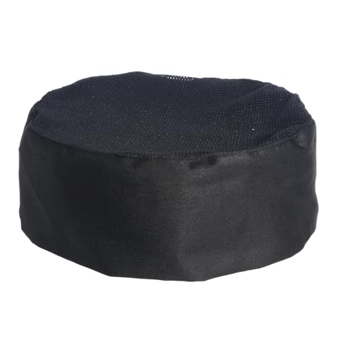 Image of Hemobllo Breathable Mesh Chef Hat Black Adjustable Strap Catering Skull Cap One Size Fits Most Adults Professional Cooking Baking Kitchen Use