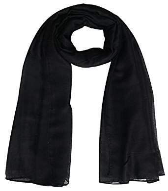 World Of Shawls Black World Of Scarfs One Scarf Many Ways To Wear : Plain Hijab Sarong Shawl Wrap Cover- Up Sarong Cape (Black)