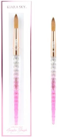 Kiara Sky Kolinsky Acrylic Nail Brush #10 โ Pure Kolinsky Sable Hair, Pink Crystal Handle, Acetone Resistant, for Acrylic Application, Extensions & 3D Nail Art