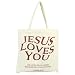 LKTEE Christian Gifts For Women,Christian Tote Bag，Bible Bag,Jesus Loves You Tote Bag, Beige Canvas Church Bag, Meaningful Gifts for Christian Women & Christians (Red canvas bag)