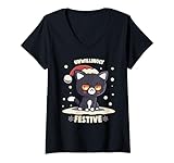 Con opere d'arte con un gatto dall'aspetto molto lunatico con un cappello di Natale.