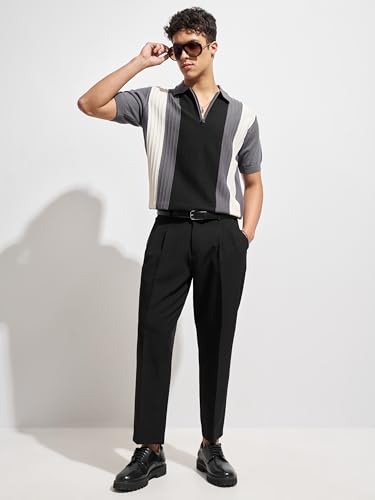 Image of Highlander Men Men Solid Korean Trousers|Relaxed fit|Mid-Rise|Premium Blend|All Day Smart Wear Workwear