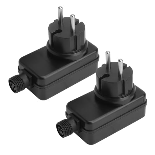 Adaptateur Secteur 12V 1A IP44 Étanche 2 Pièces Prise EU pour Guirlande LED, Ruban Lumineux, Éclairage Extérieur Transformateur Basse Tension Sécurisé avec Protection Contre