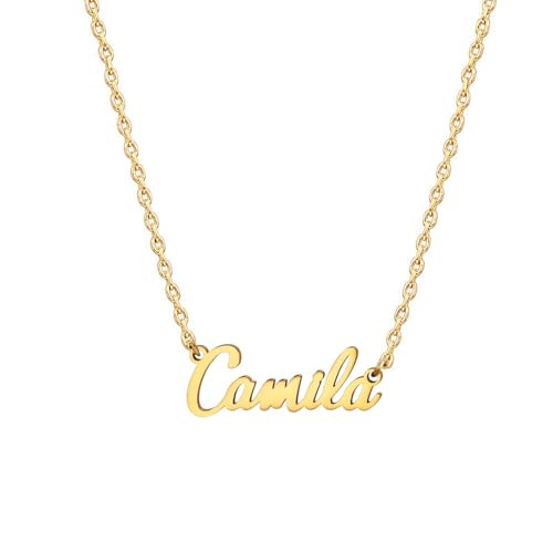 MOMOL 18K Gold Plated Stainless Steel Name Necklace Personalized Custom Name Necklace Customized Nameplate Necklace for women Camila