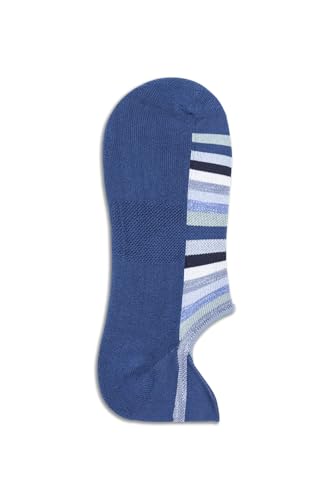 Mens Dress Socks - Invisible Sneaker Microcushion Pima Cotton Rainbow stripe