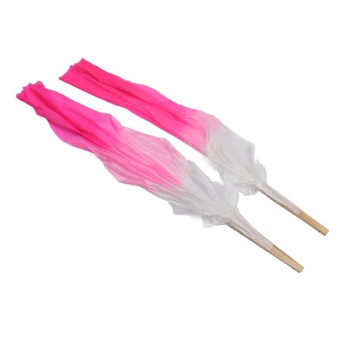 Cyrank Éventail De Danse, 1 Paire D'éventails De Danse Longs, éventails De Danse du Ventre Pliants, éventails De Danse De Performance, éventails Pliants Classiques(Rose)