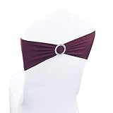 Burgundy Spandex Chair Bands Sashes - 50 pcs Wedding Banquet Party Event Decoration Chair Bows Ties (Burgundy, 50 pcs)
