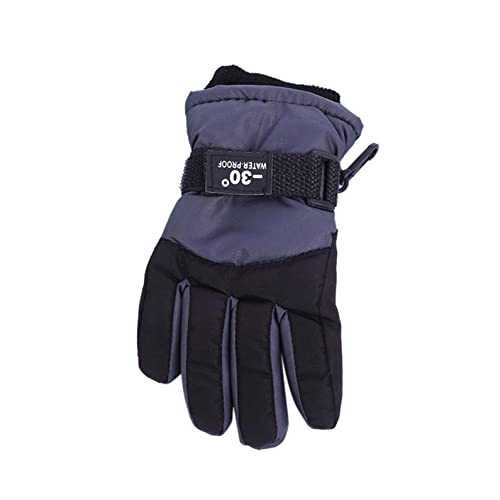 Dressin Gants d'hiver pour enfants de 6 à 12 ans - Gants coupe-vent antidérapants avec boucle - Pour le ski, la randonnée, le cyclisme, le vélo, Noir C7, 9x20cm Cover