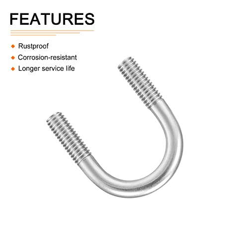 Image of DTGN 7 /8 inchx1.46 inch(DXL) Round U-Bolts - 5Pack - Good for Construction Industry - 304 Stainless Steel Round Bend U Bolt - Silver
