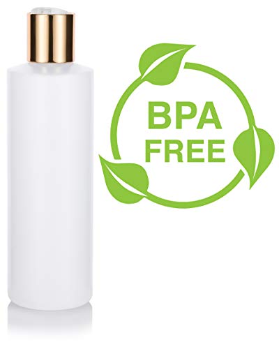 JUVITUS 8 oz Clear Natural Refillable Plastic Squeeze Bottle with Gold Metal Disc Cap (12 Pack)3