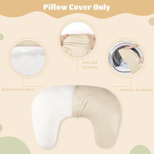 Hooyax Waterproof Nursing Pillow Cover, Stretchy Nursing Covers for New-Designed Breastfeeding Pillows, Adorable Infant Feeding Pillow Slipcover for Baby Boy and Girls (Khaki) — 사진 5